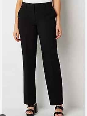 Womans Worthington Black Curvy Trousers, Tailored Straight Leg Size 2